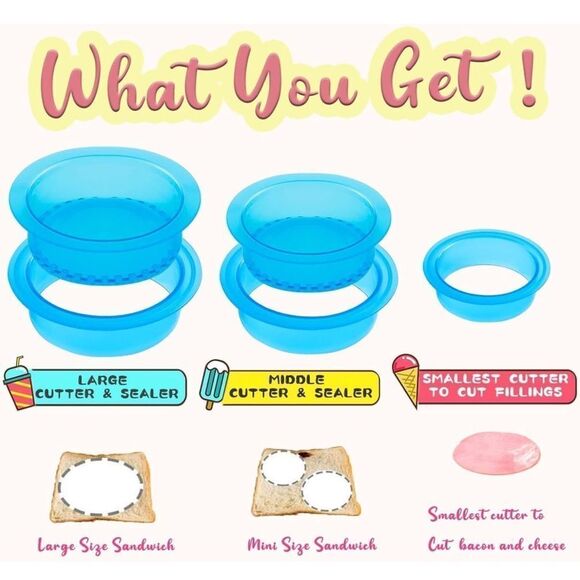 NWT Pro Kitchen Pocket Maker Sandwich Cutter Decrusts, Cuts & Seals 5 Piece - Picture 3 of 8